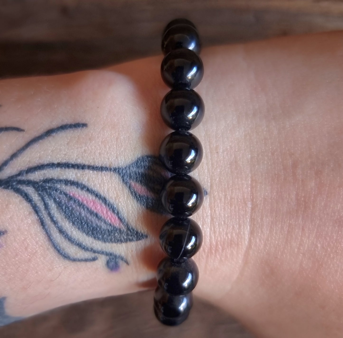BLACK AGATE ENERGY BRACELET 8 mm - PROTECTION