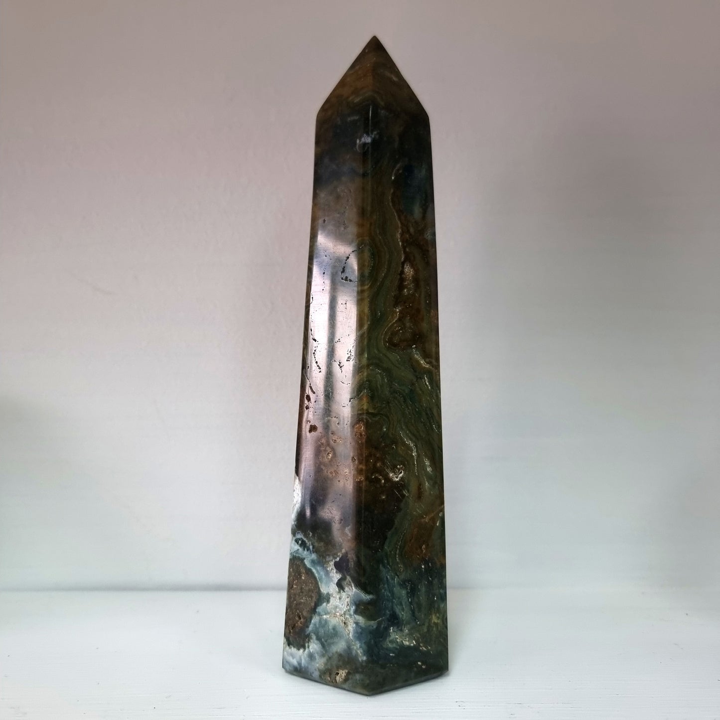 OCEAN JASPER POLISHED TOWER 18 cm (700 g) - EMOTIONAL STABILITY