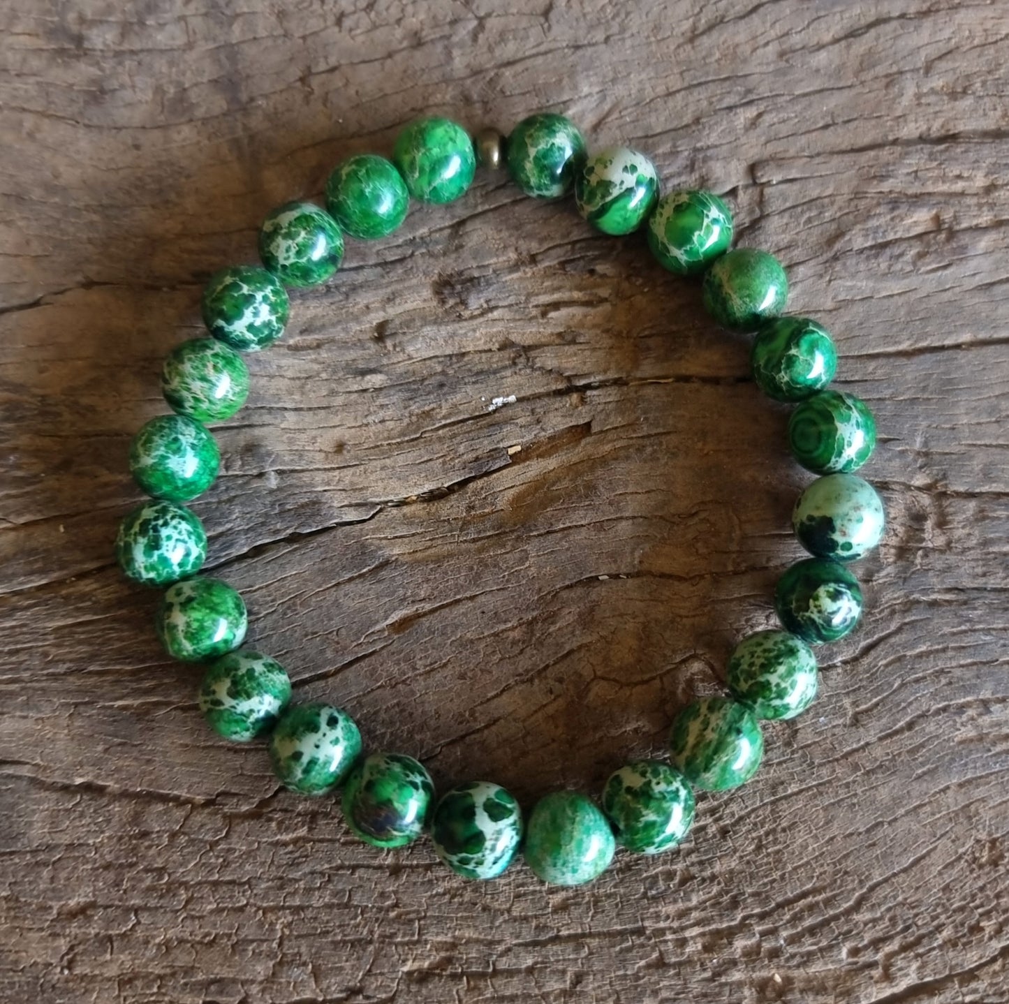 GREEN IMPERIAL PINE JASPER ENERGY BRACELET 8 mm - SPIRITUAL GROWTH