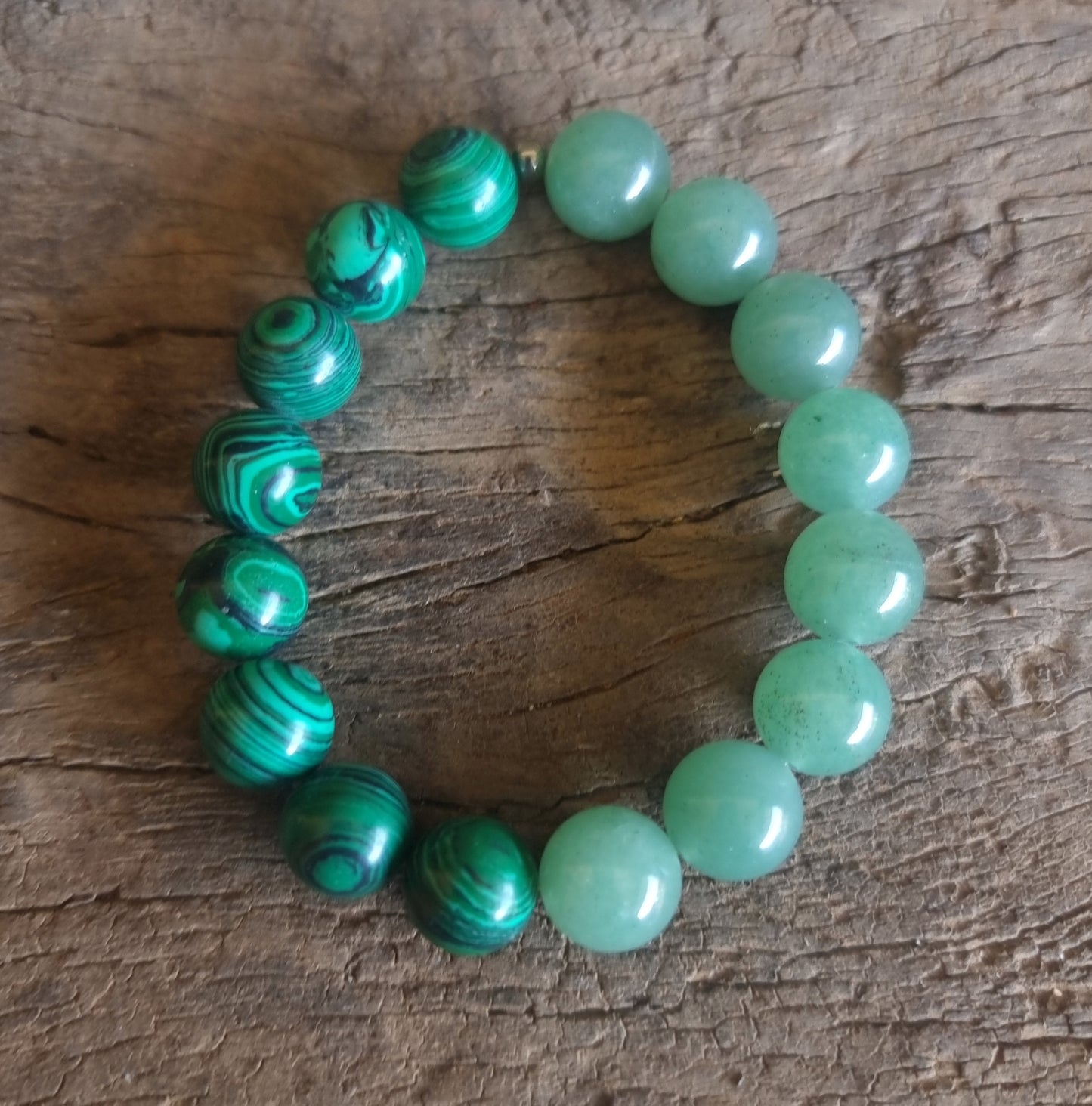 MALACHITE & GREEN AVENTURINE ENERGY DUO BRACELET 12 mm - PROSPERITY