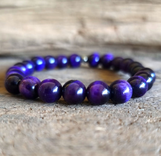 TIGER EYE PURPLE ENERGY BRACELET 8 mm - PROTECTION