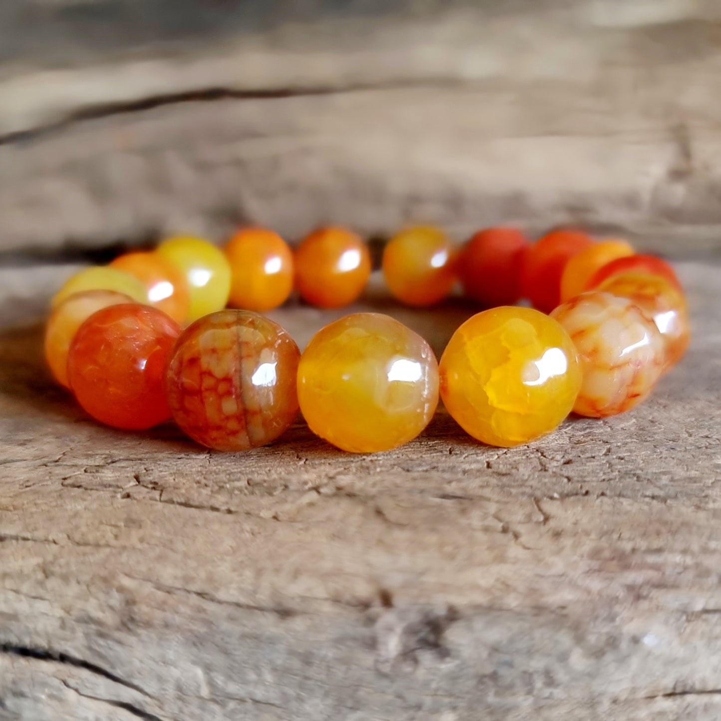 ORANGE AGATE FACETED BRACELET 12 mm - PROSPERITY