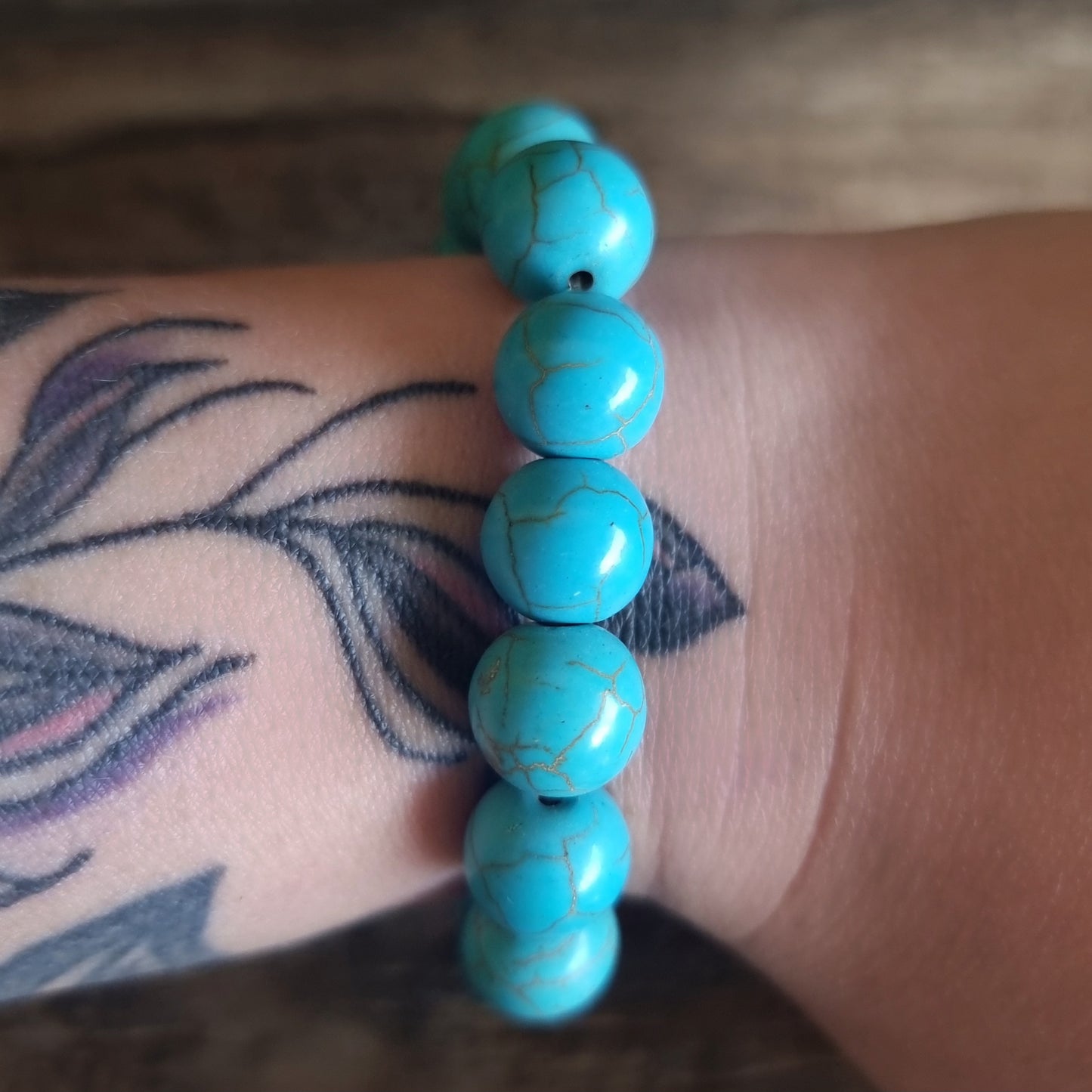TURQUOISE HOWLITE ENERGY BRACELET 12 mm - GOOD FORTUNE