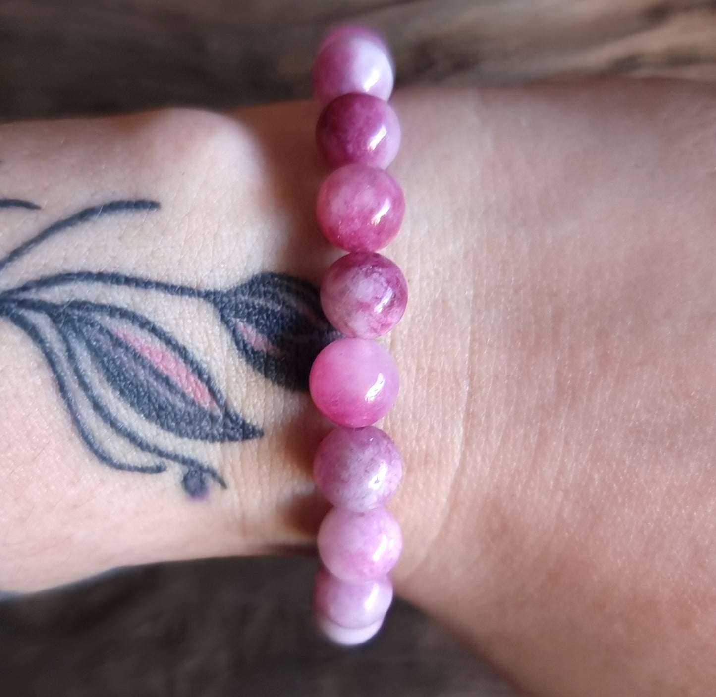PLUM BLOSSOM TOURMALINE ENERGY BRACELET 8 mm - PROTECTION
