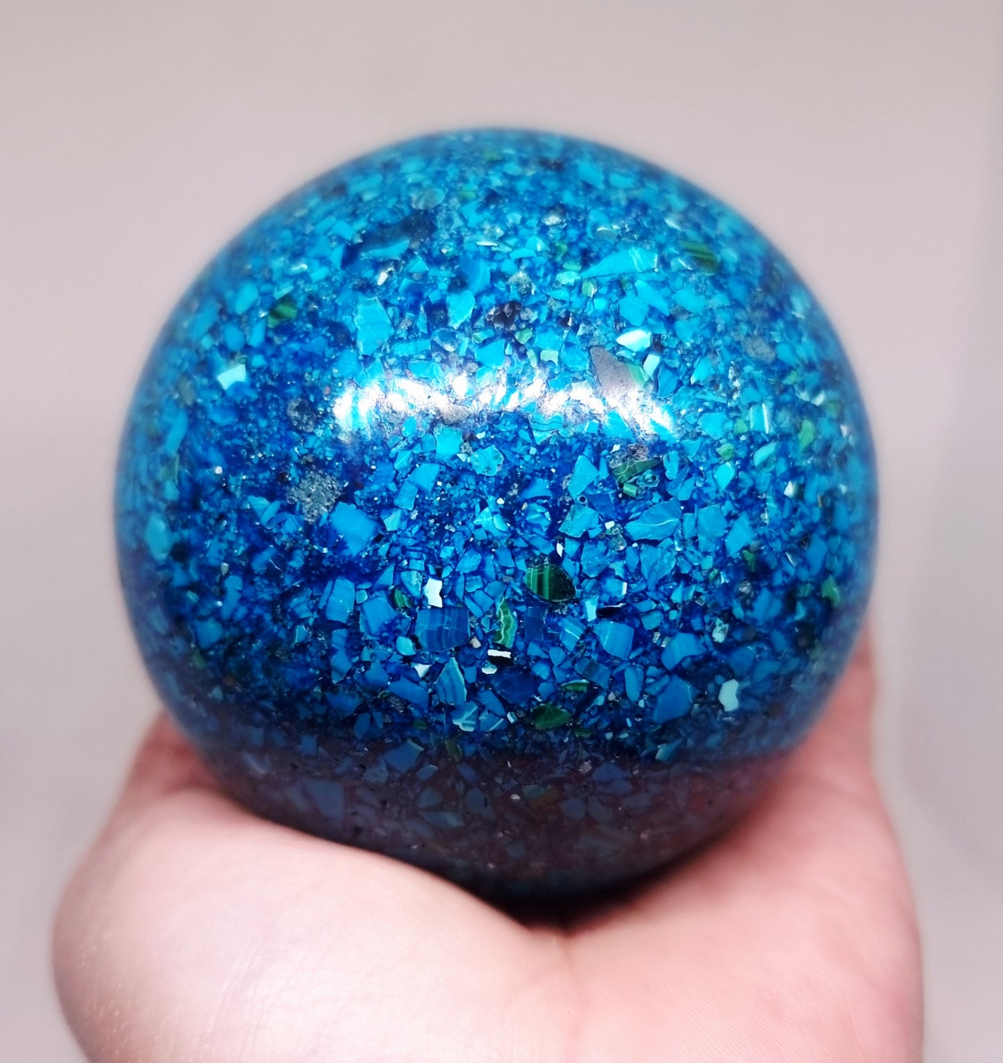 CHRYSOCOLLA,AZURITE & MALACHITE CONGLOMERATE SPHERE 7 cm