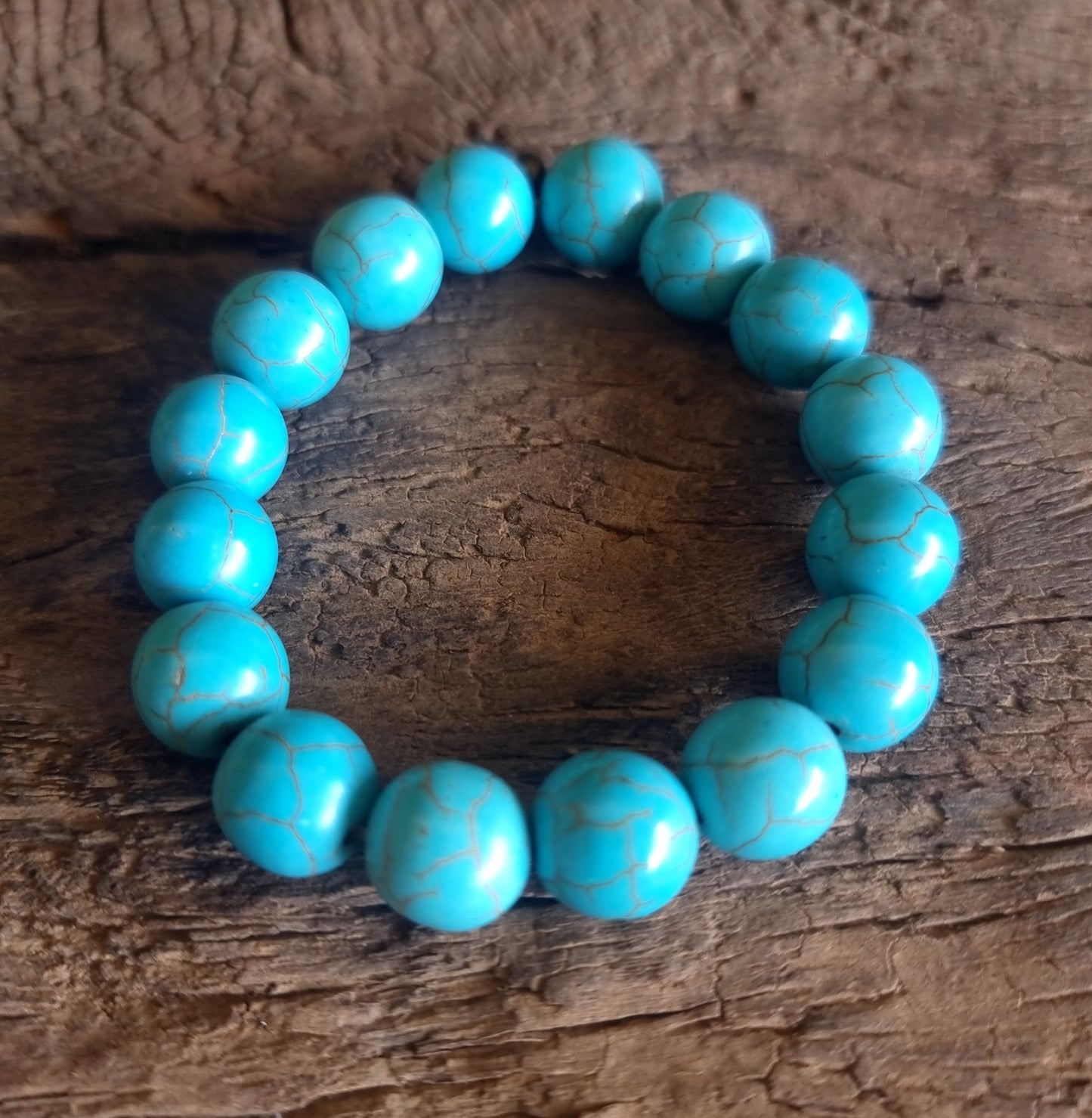 TURQUOISE HOWLITE ENERGY BRACELET 12 mm - GOOD FORTUNE