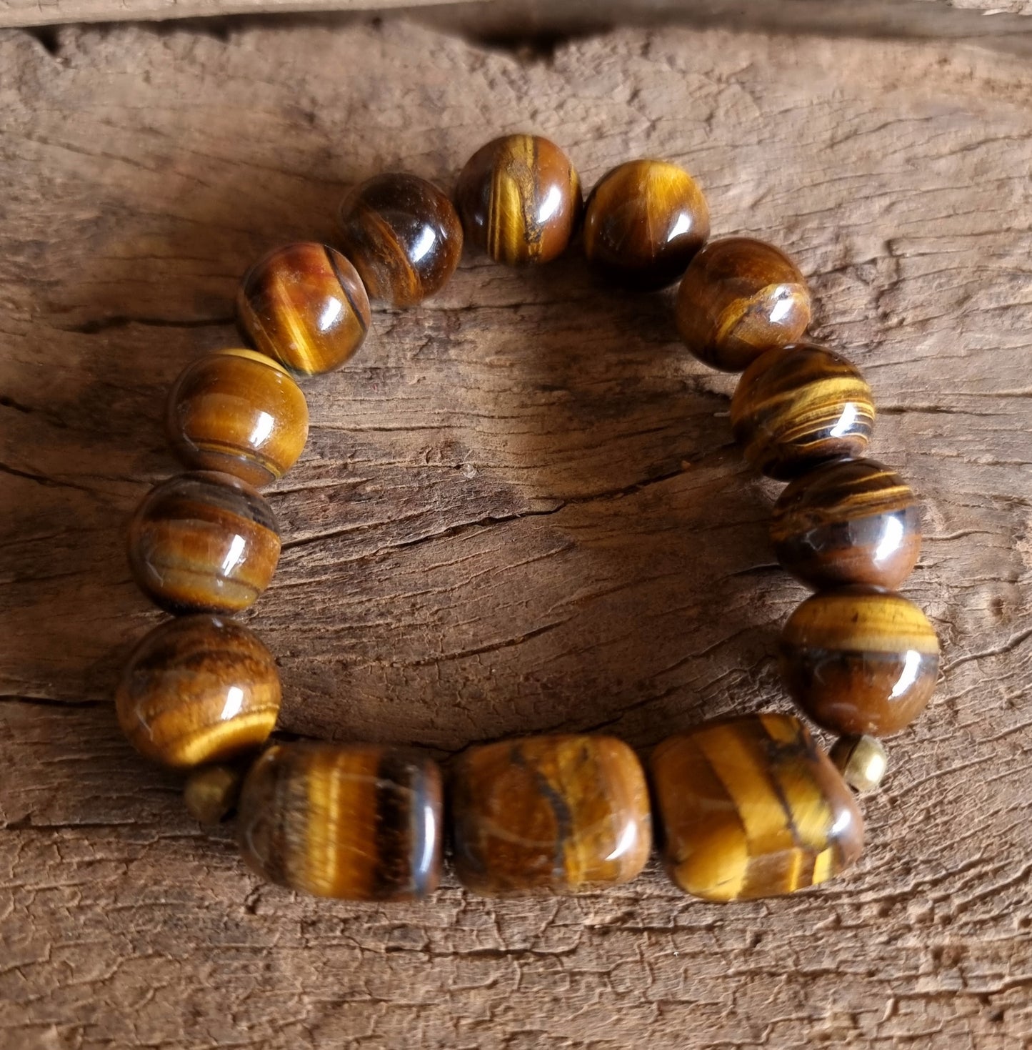 TIGER EYE ENERGY NUGGET BRACELET 12 mm - PROTECTION & COURAGE