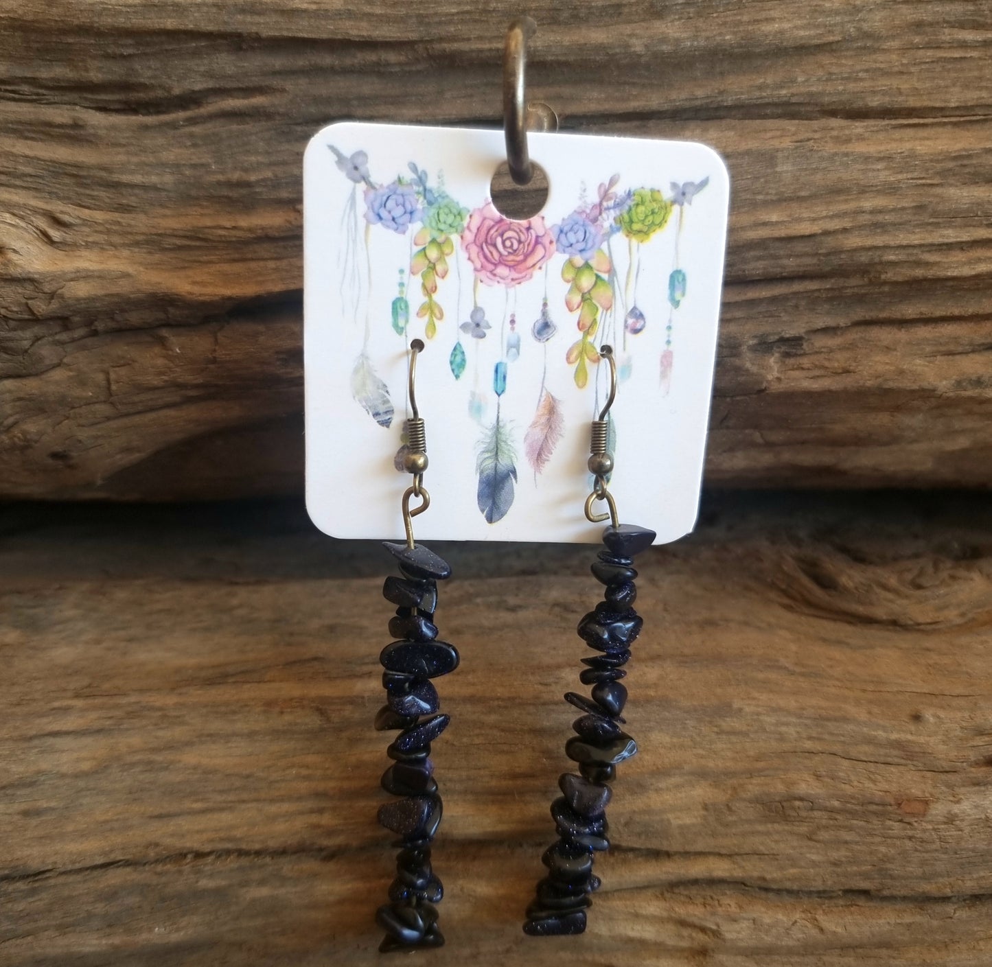 BLUE SANDSTONE CHIPPED EARRINGS 7cm - AMBITION