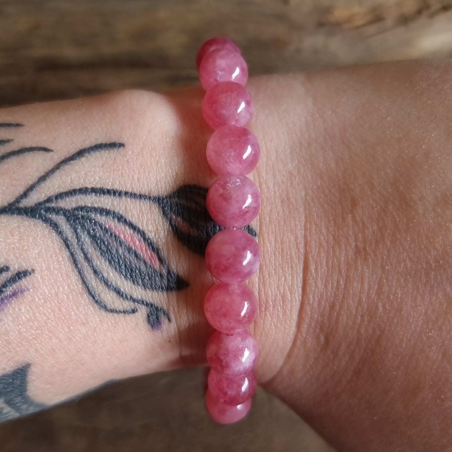 STRAWBERRY QUARTZ ENERGY BRACELET 8 mm - SELF LOVE