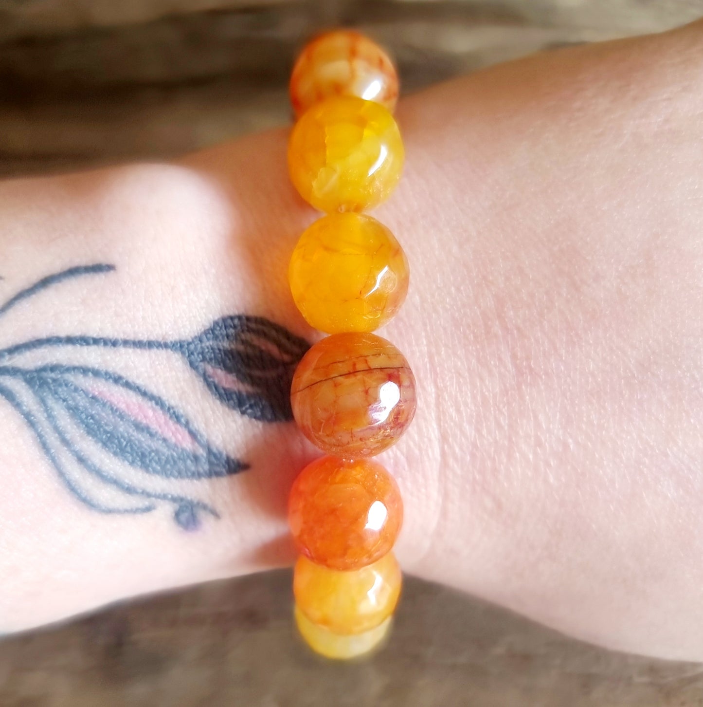 ORANGE AGATE FACETED BRACELET 12 mm - PROSPERITY