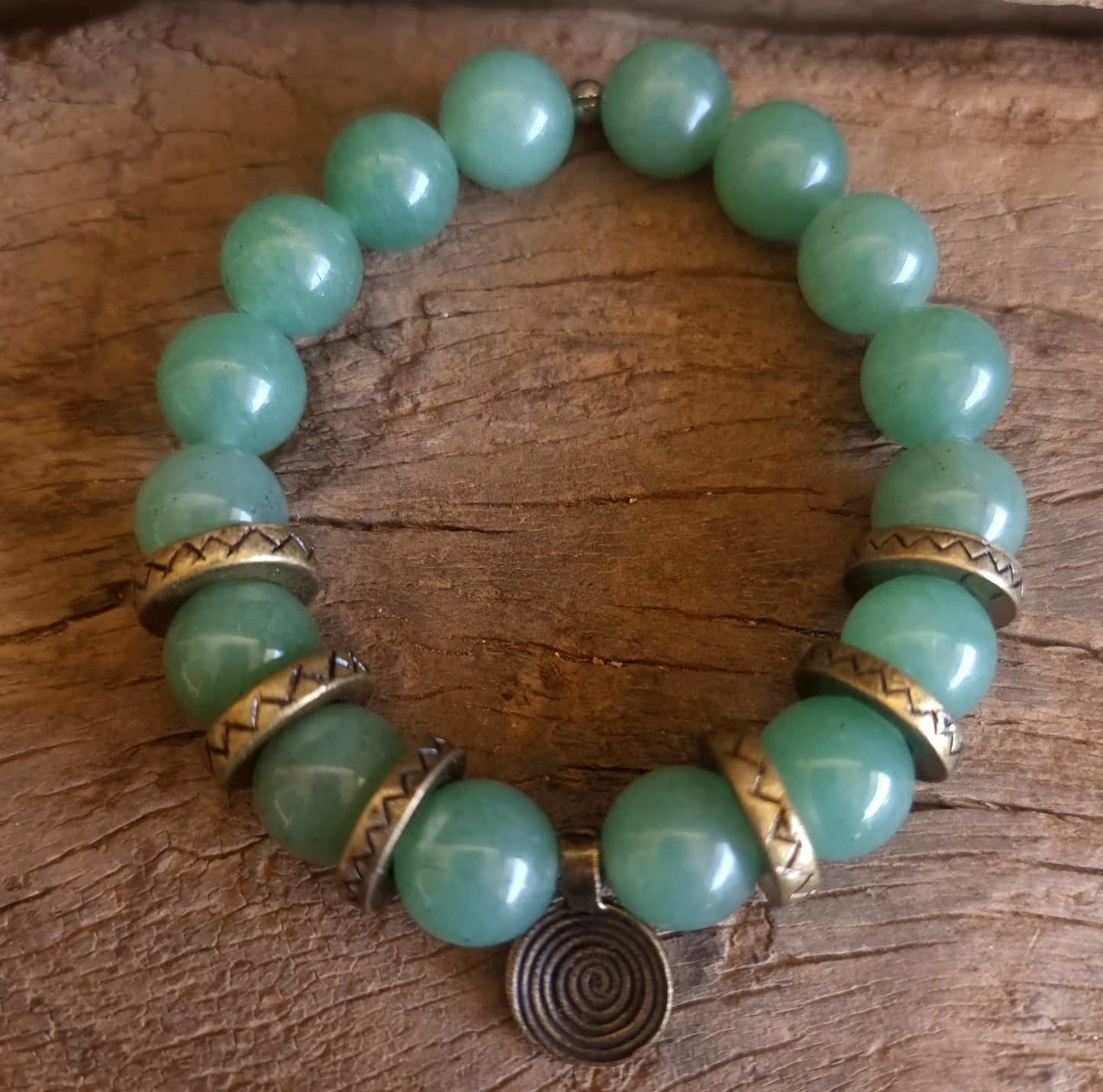 GREEN AVENTURINE BOHO BRACELET 12 mm - LUCK & PROSPERITY
