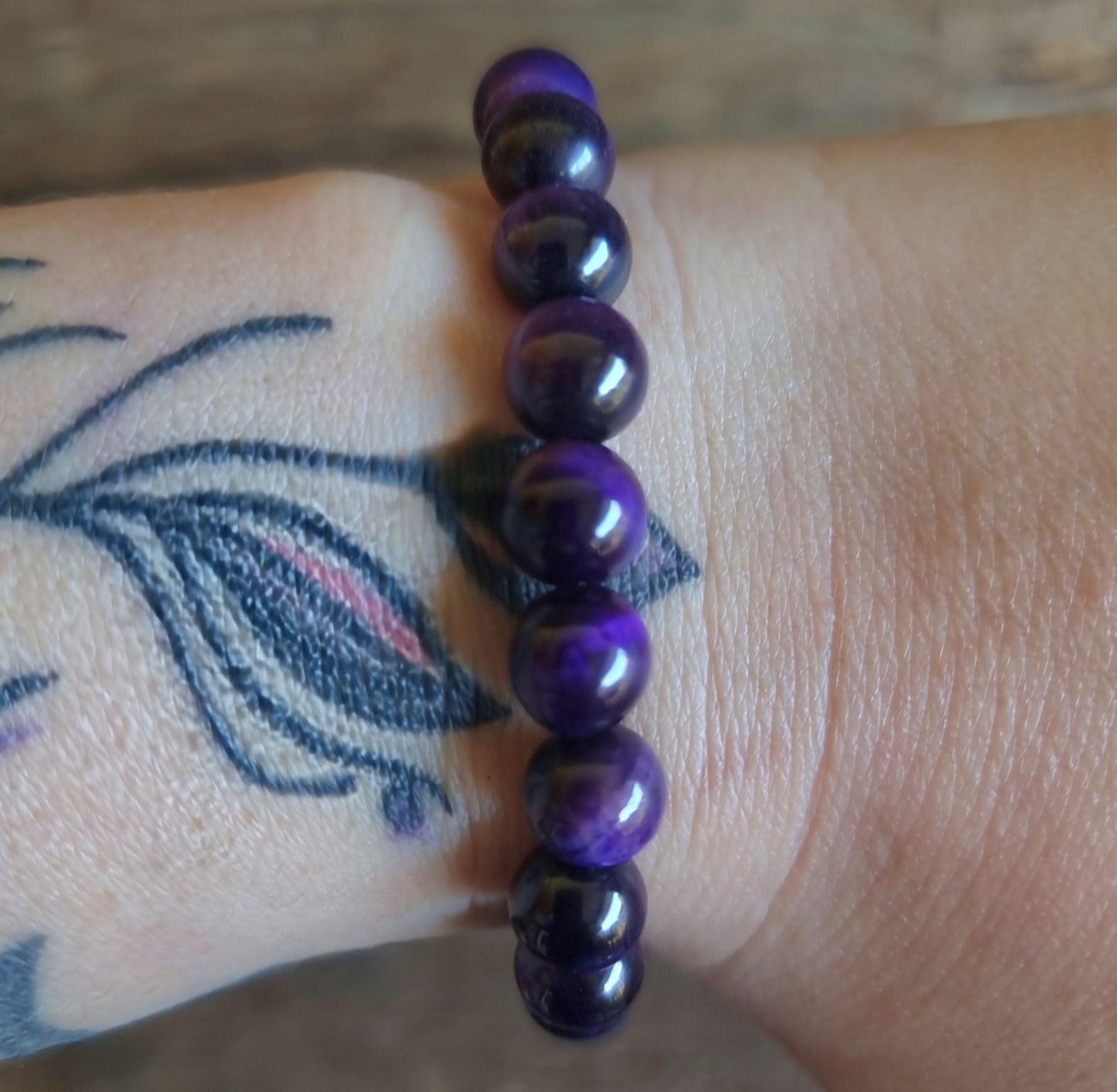 TIGER EYE PURPLE ENERGY BRACELET 8 mm - PROTECTION