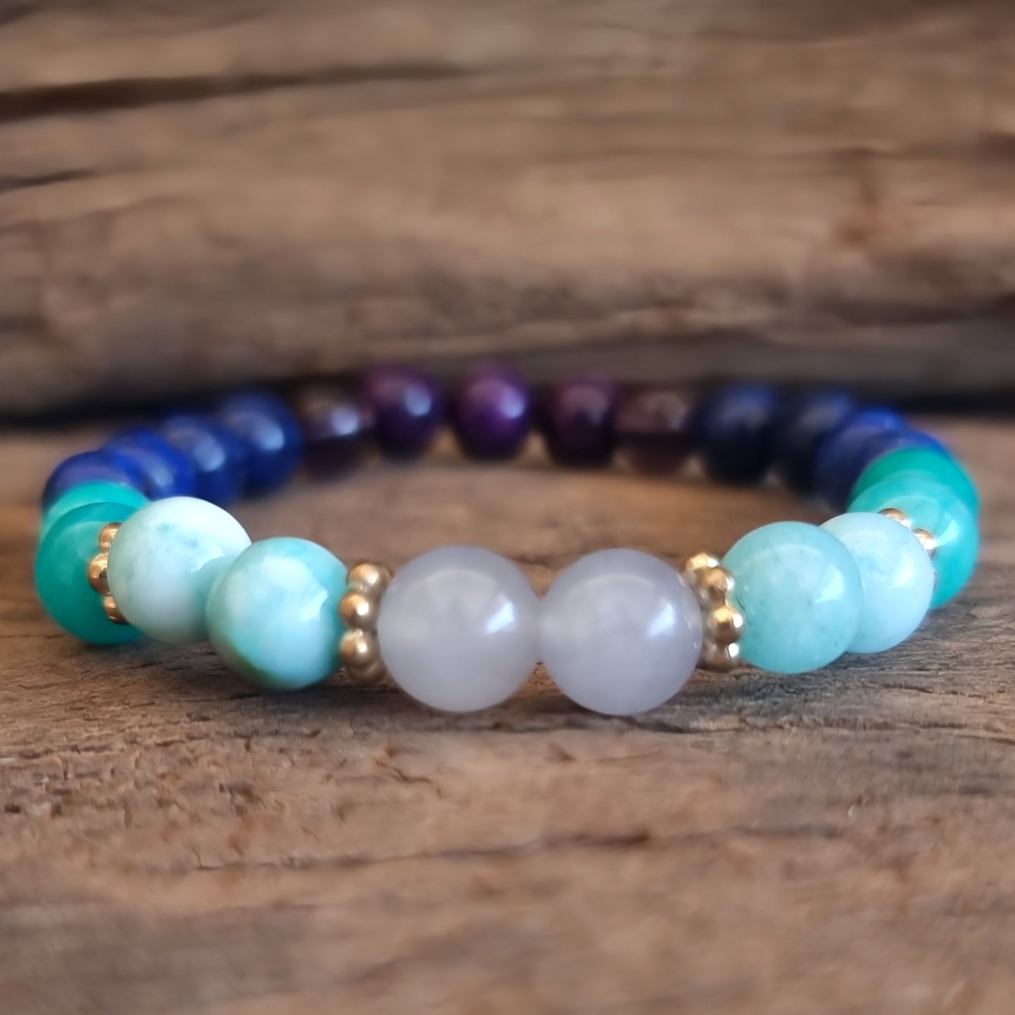 THROAT & THIRD EYE ENERGY BRACELET 8 mm - CHAKRA HEALING