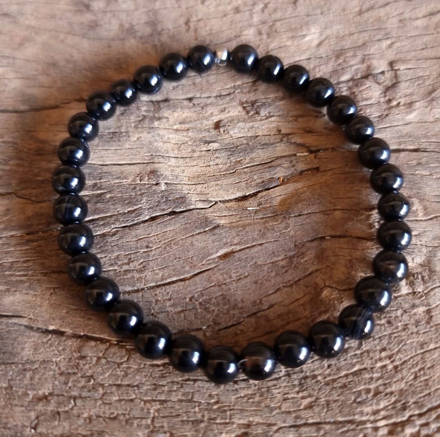 BLACK AGATE ENERGY BRACELET 6 mm - PROTECTION