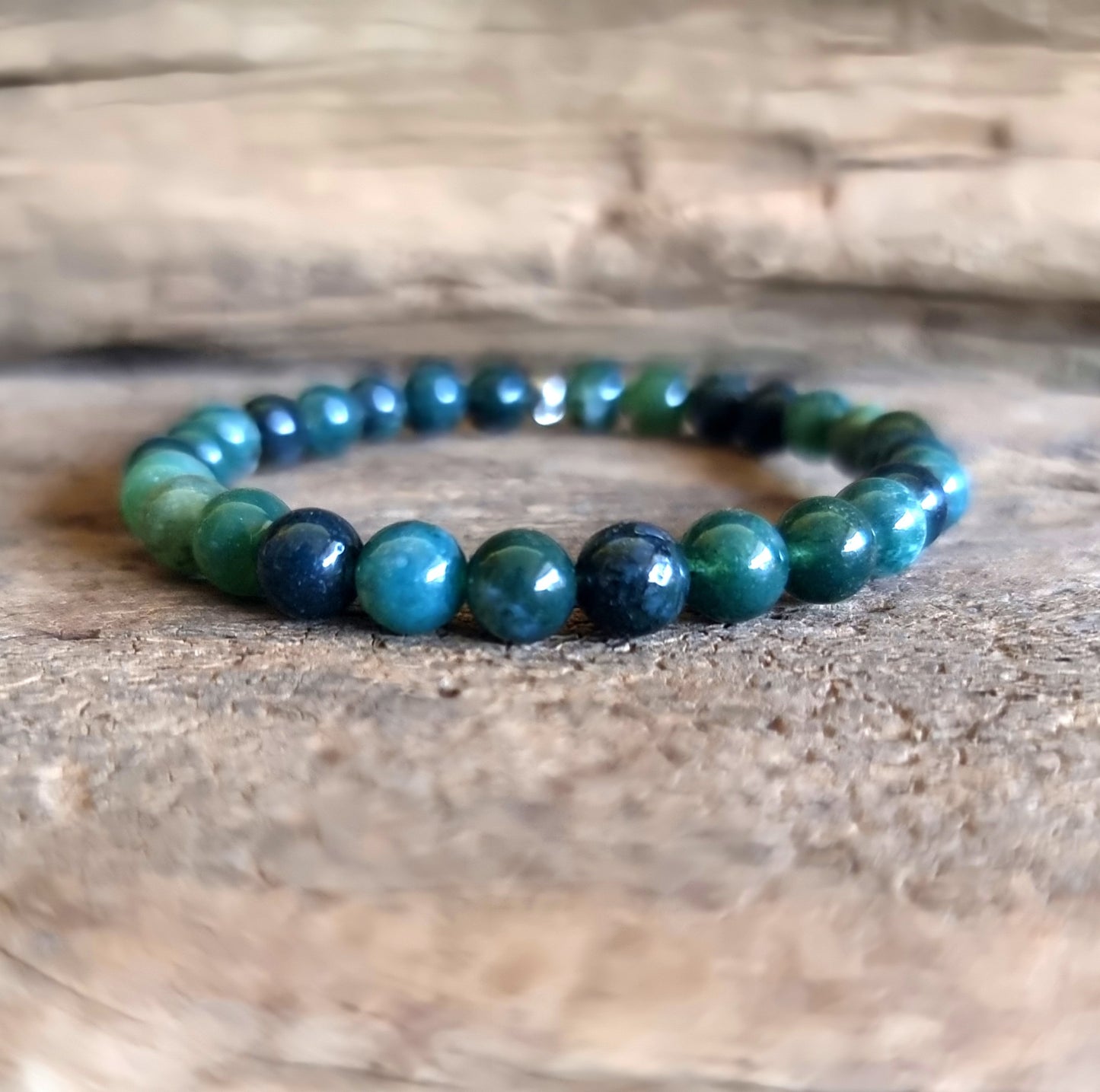 GREEN MOSS AGATE ENERGY BRACELET 6 mm - ABUNDANCE