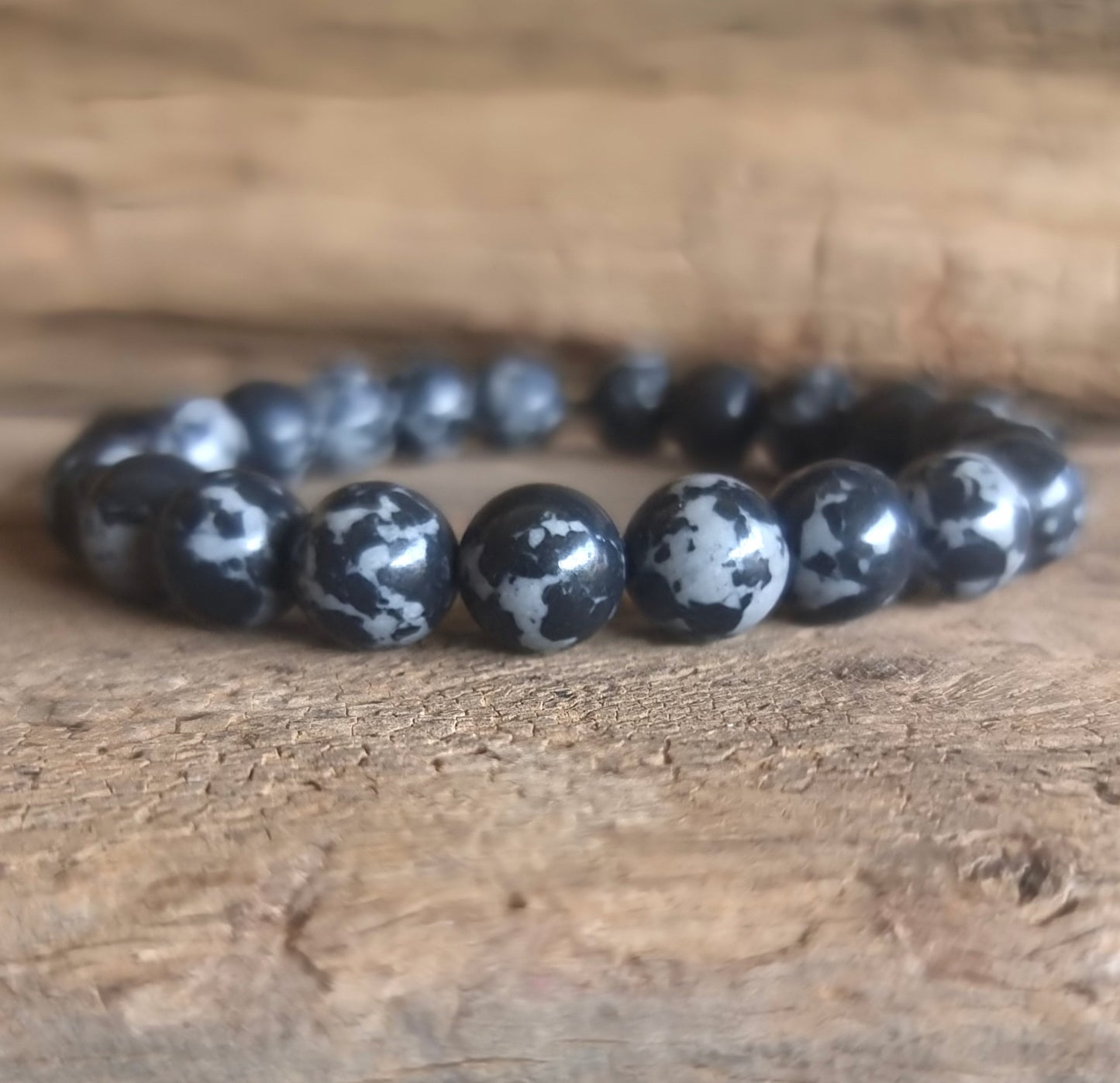 SNOWFLAKE OBSIDIAN ENERGY BRACELET 10 mm - GROUNDING