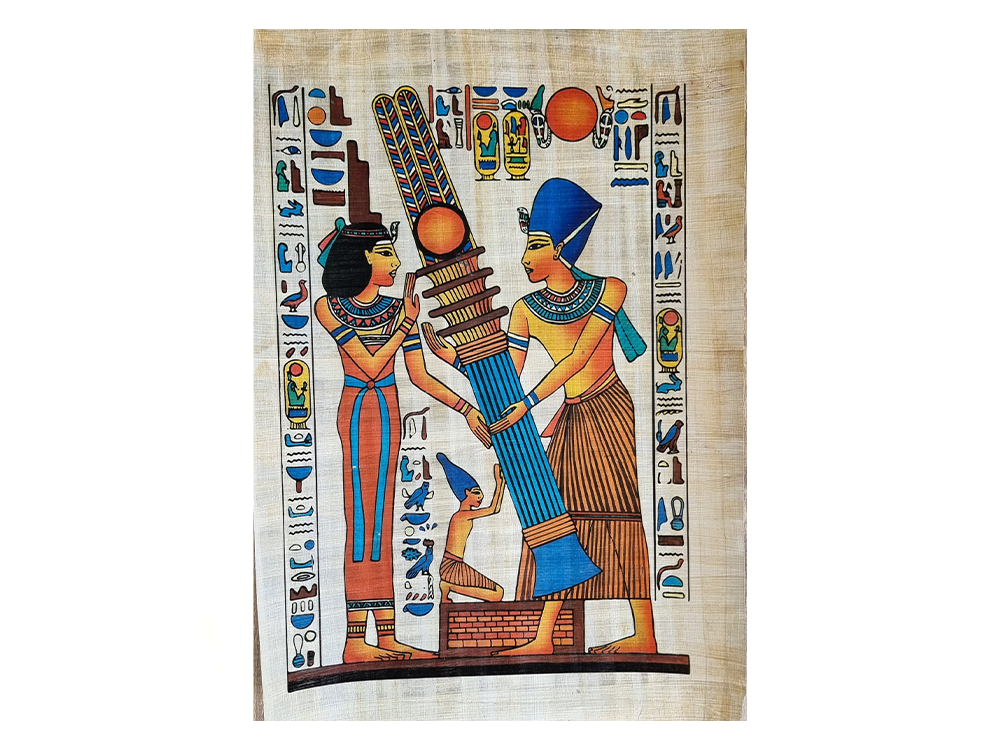 EGYPTIAN VERTICAL BAMBOO SCROLL - SUN TEMPLE