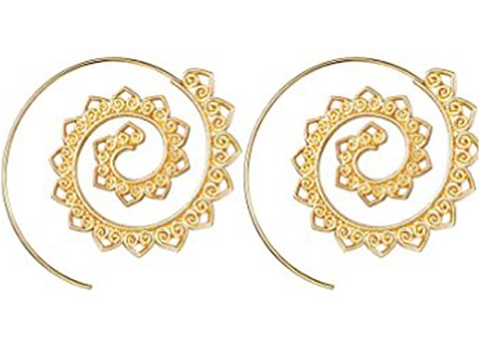 GOLD PLATED TRIBAL SPIRAL EARRINGS