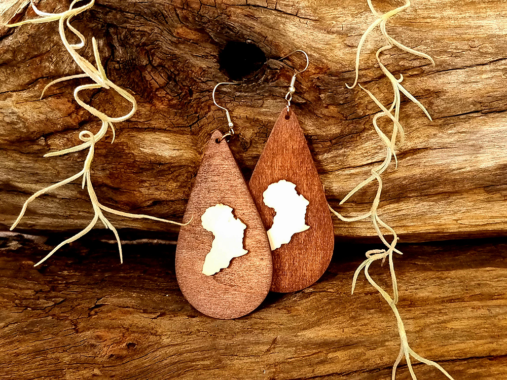 Brown wooden earrings deals