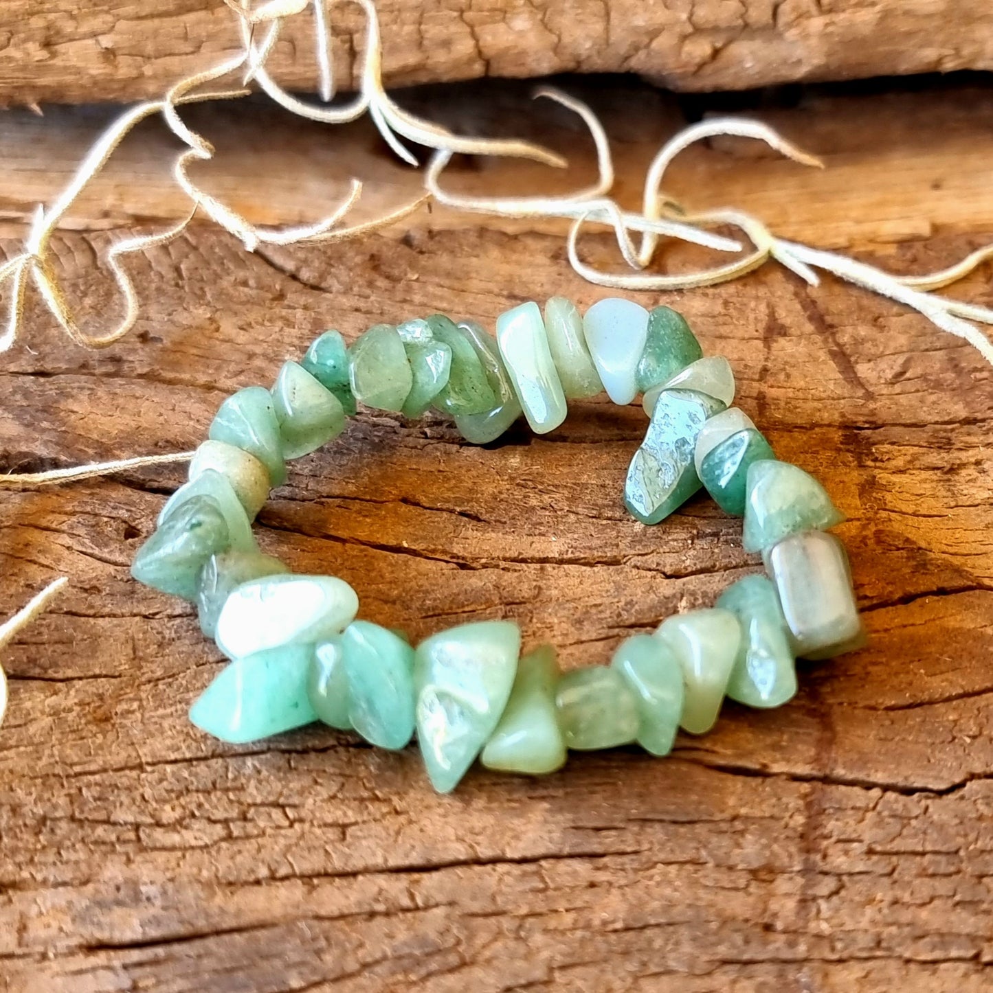 GREEN AVENTURINE CHIPPED BRACELET - PROSPERITY & GOOD FORTUNE