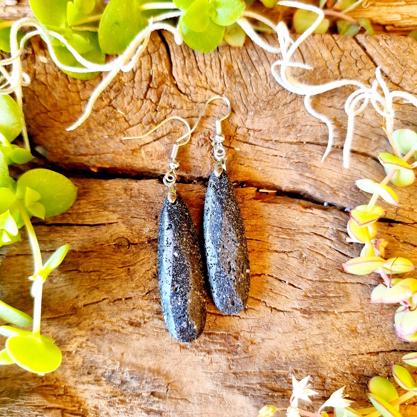 LAVA STONE FACETED EARRINGS - GROUNDING
