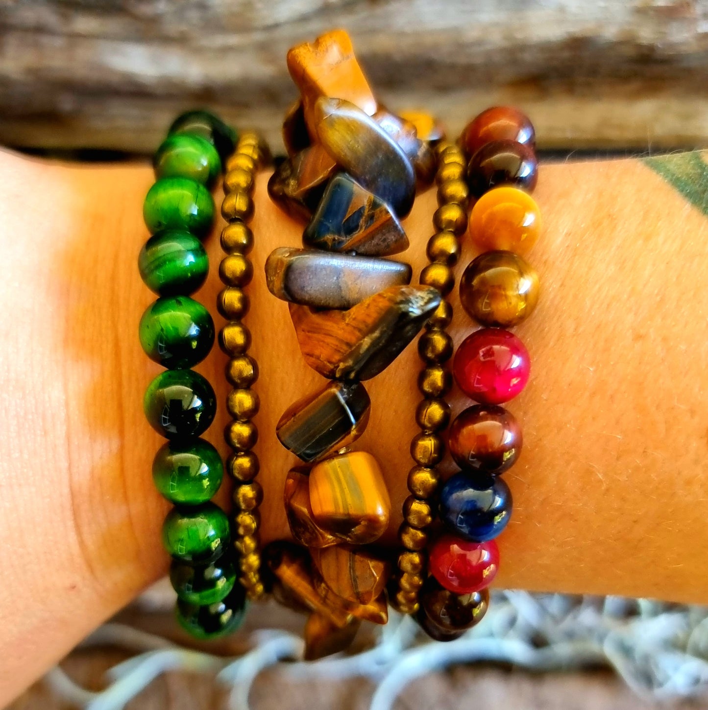 TIGER EYE PROTECTION & COURAGE BRACELET STACK