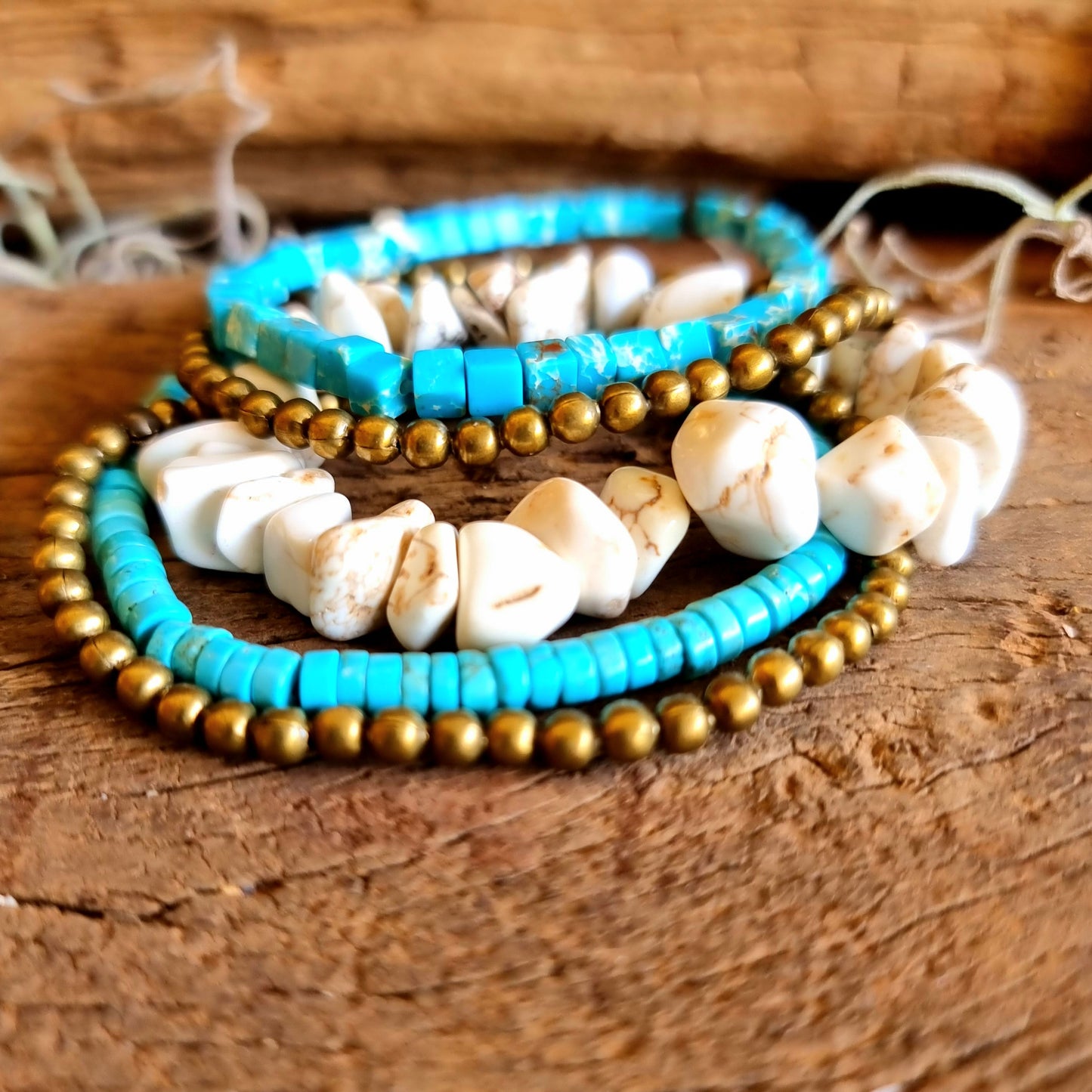 TURQUISE HOWLITE BRACELET SET - HIGHER REALMS