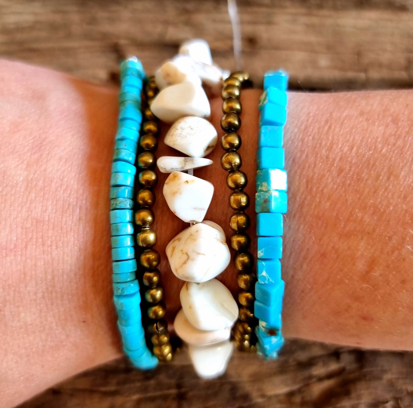TURQUISE HOWLITE BRACELET SET - HIGHER REALMS