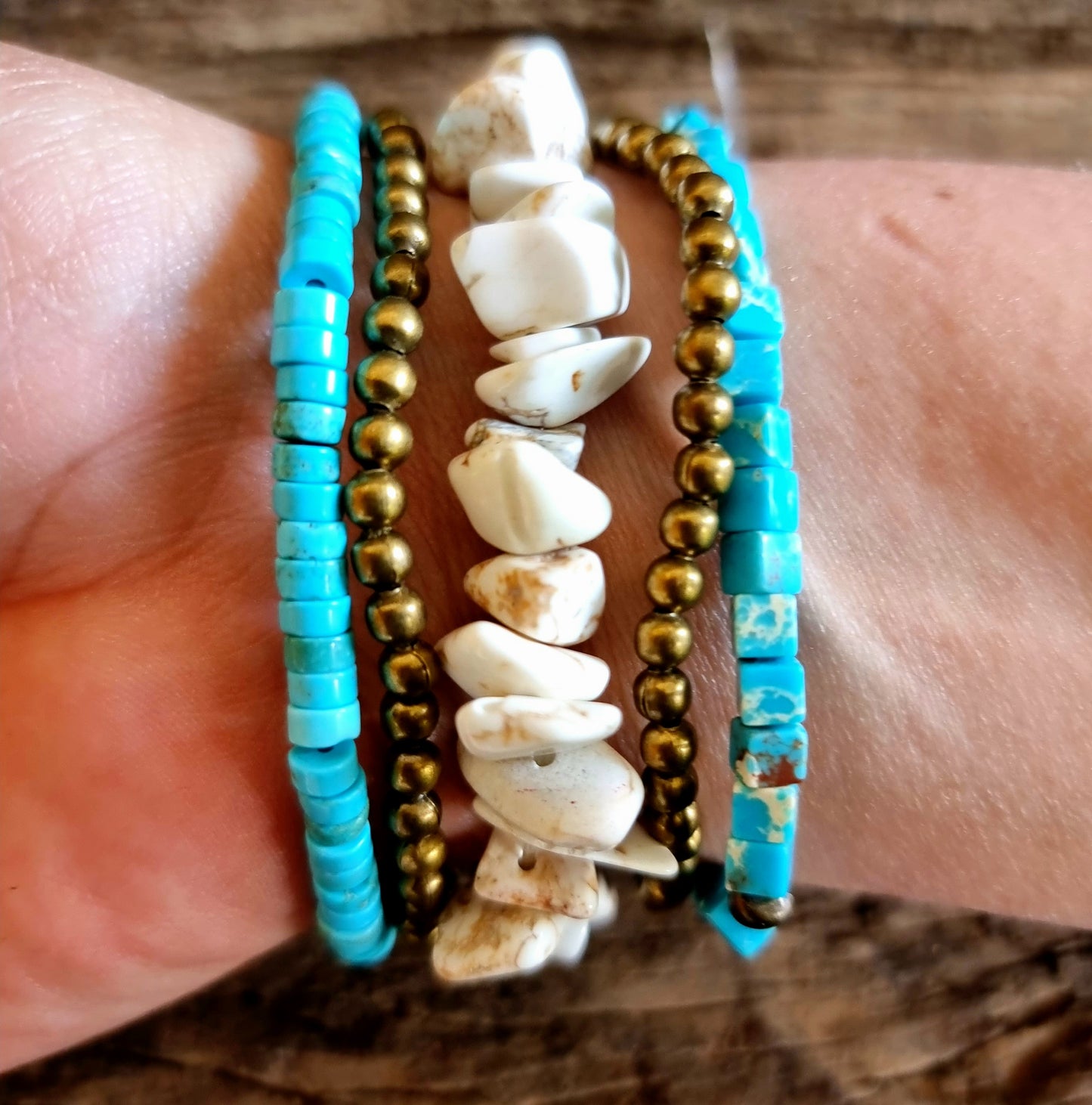 TURQUISE HOWLITE BRACELET SET - HIGHER REALMS