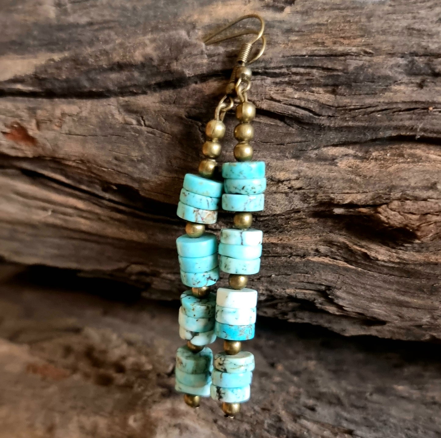 TURQUISE HOWLITE EARRINGS 7cm - THE CALMING STONE