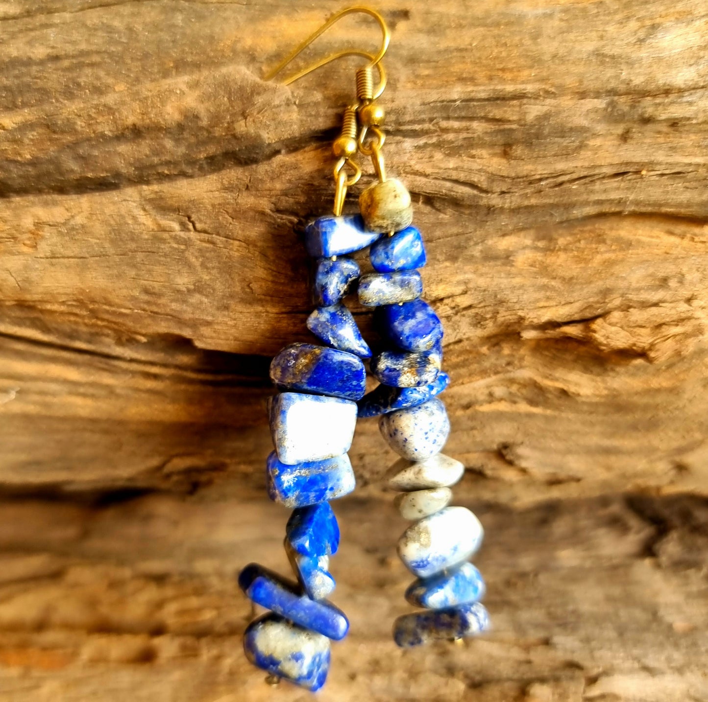 LAPIS LAZULI CHIPPED EARRINGS 7cm - INTUITION