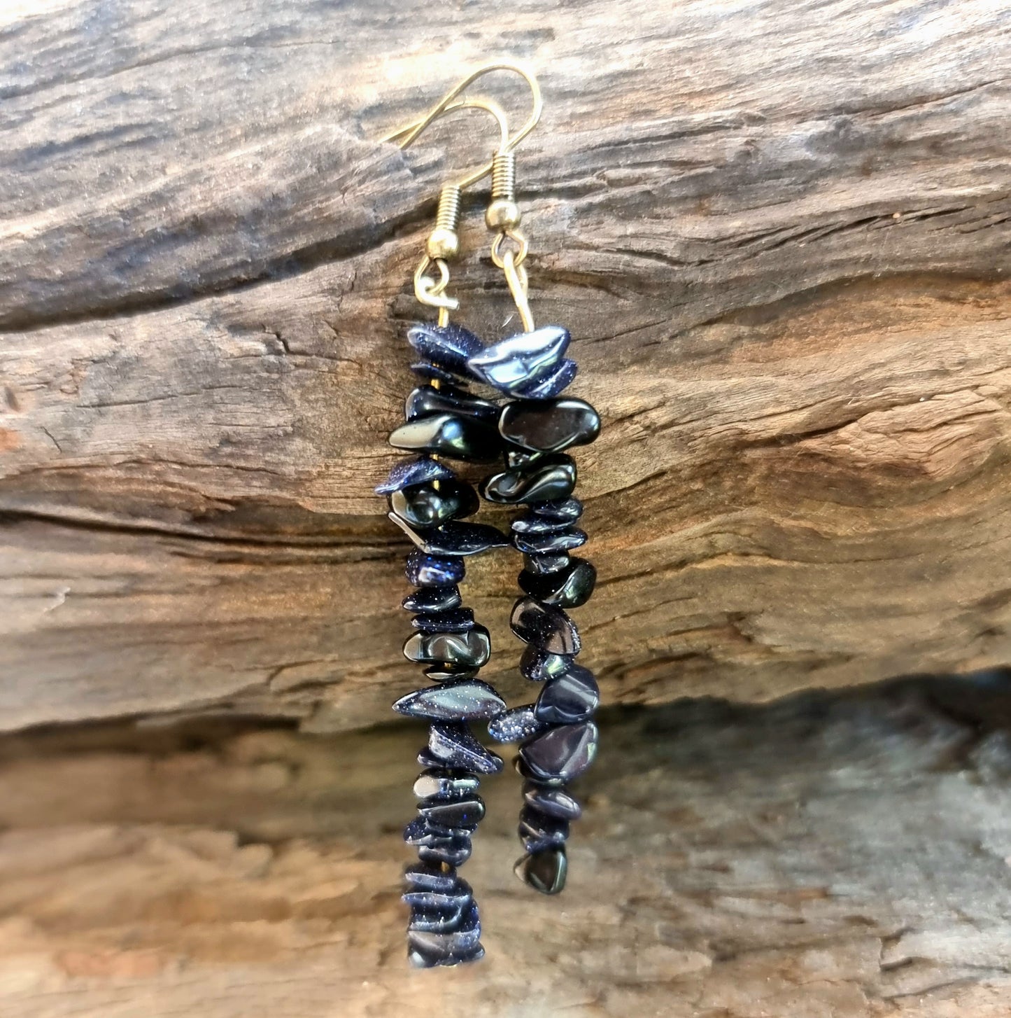 BLUE SANDSTONE CHIPPED EARRINGS 7cm - AMBITION