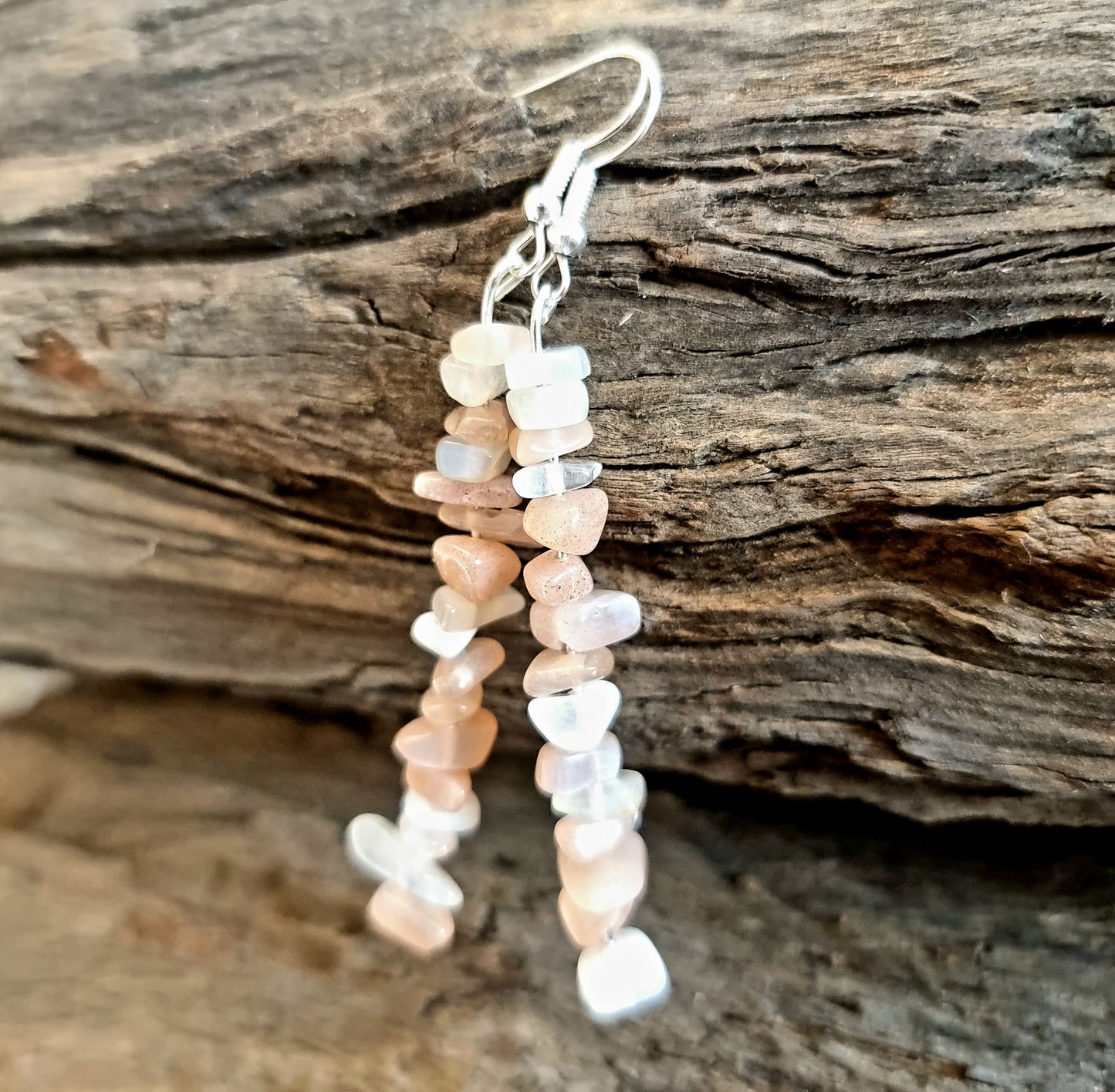 RAINBOW MOONSTONE CHIPPED EARRINGS 7cm - SPIRITUAL HEALING