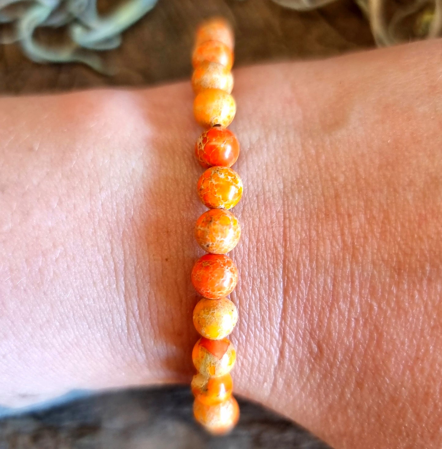 ORANGE IMPERIAL PINE JASPER ENERGY BRACELET 6 mm - SPIRITUAL GROWTH
