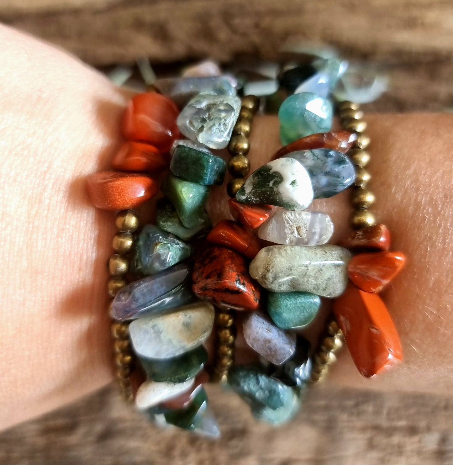 INDIAN AGATE & RED JASPER BRACELET SET - CREATIVITY & PASSION