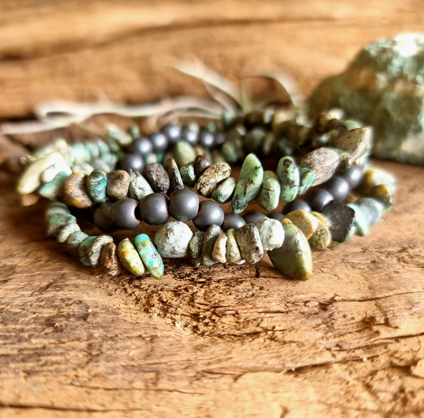 HEMATITE & TURQUISE JASPER BRACELET SET - PROTECTION & VISION