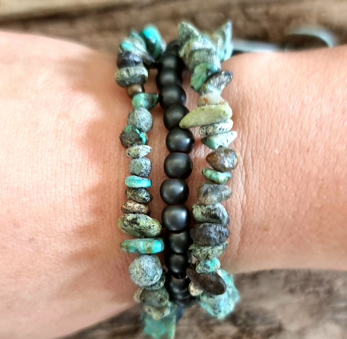 HEMATITE & TURQUISE JASPER BRACELET SET - PROTECTION & VISION