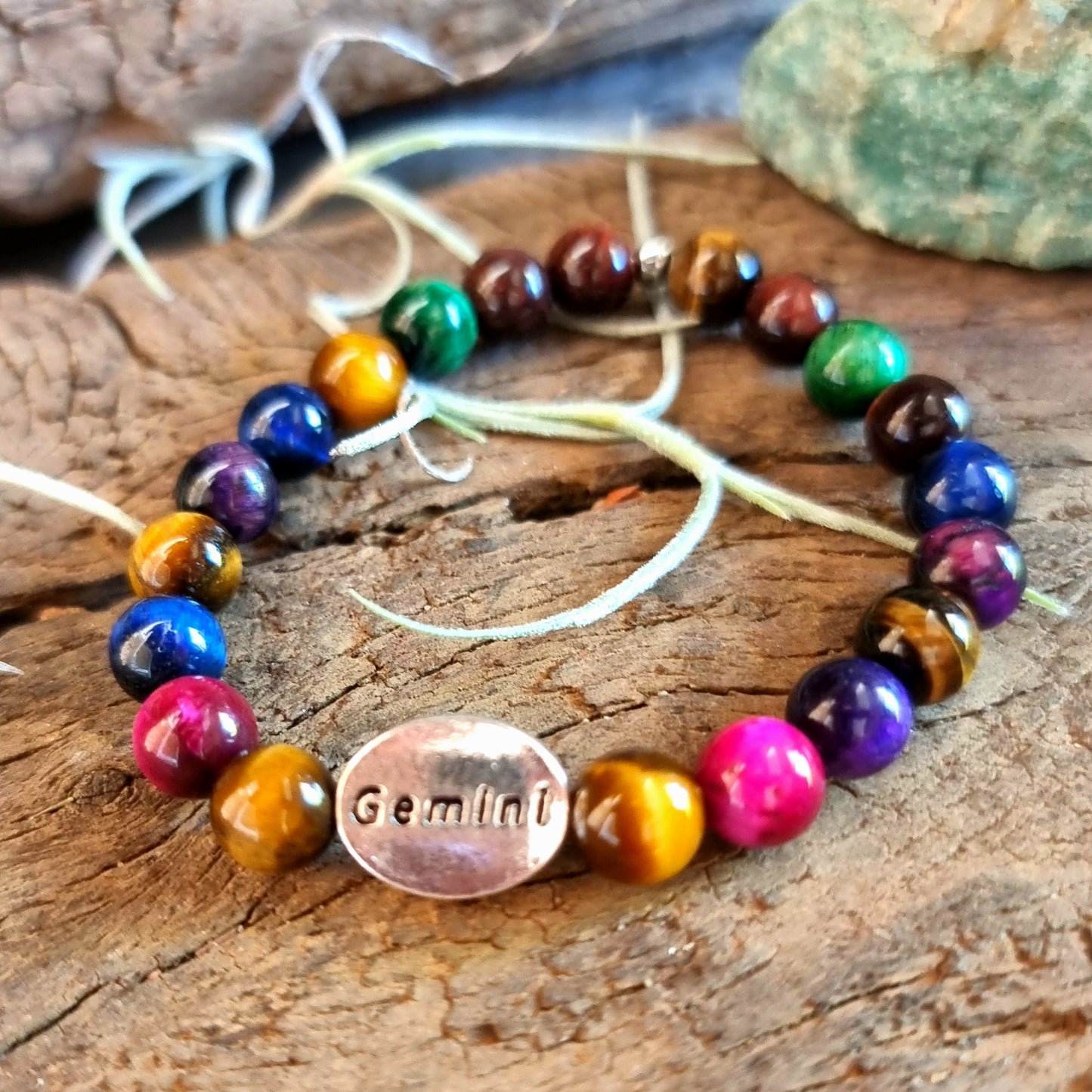GEMINI ZODIAC ENERGY BRACELET - COLOURED TIGER'S EYE