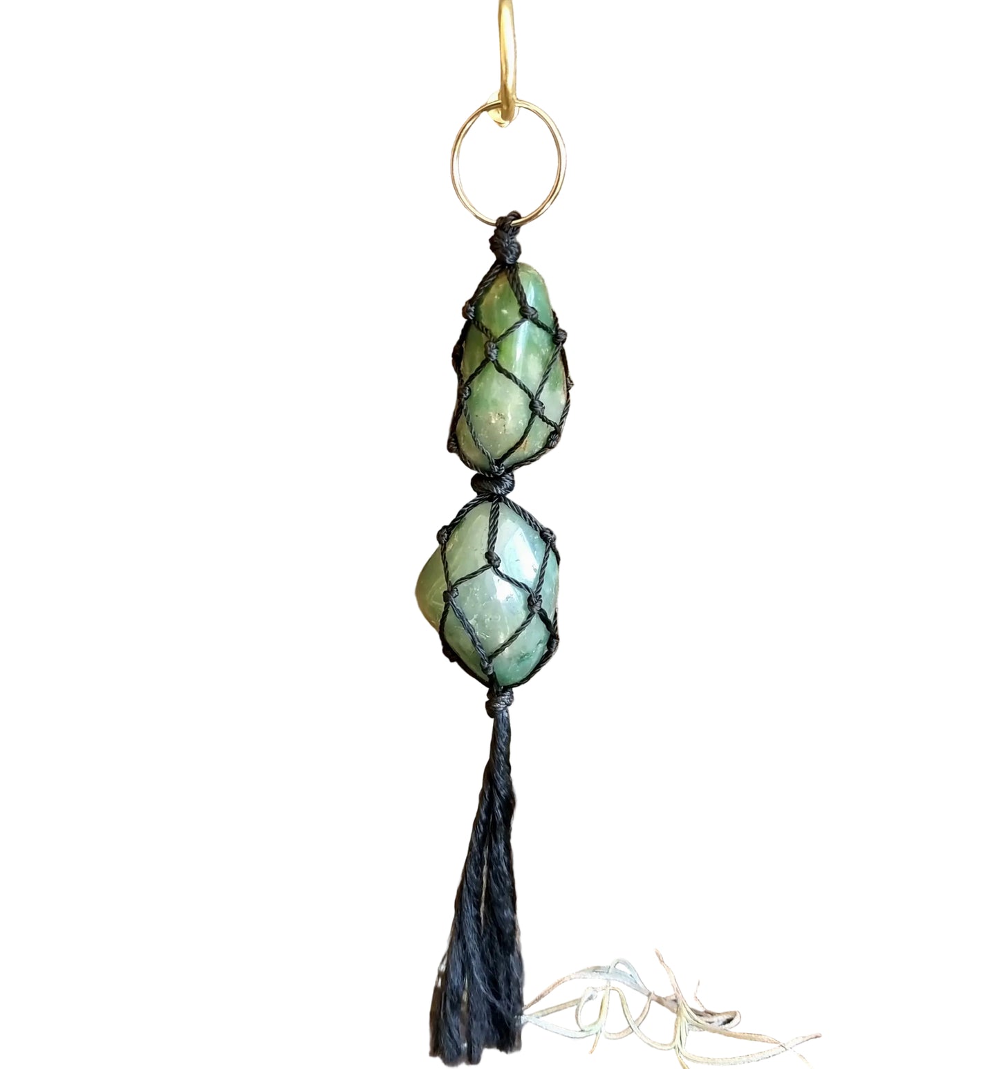 GREEN AVENTURINE MACRAME KEYRING - LUCK