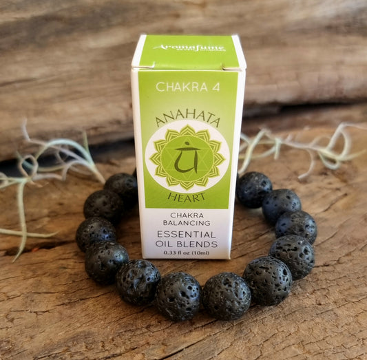 LAVA STONE BRACELET & HEART CHAKRA ESSENTIAL OIL SET
