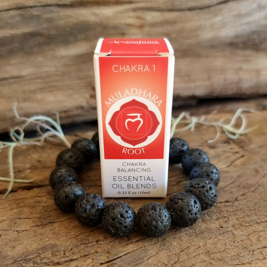 LAVA STONE BRACELET & ROOT CHAKRA ESSENTIAL OIL SET