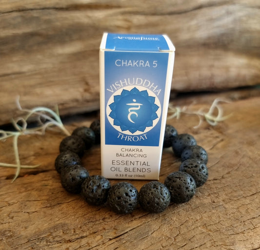 LAVA STONE BRACELET & THROAT CHAKRA ESSENTIAL OIL SET