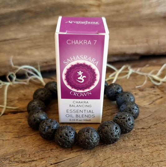 LAVA STONE BRACELET & CROWN CHAKRA ESSENTIAL OIL SET