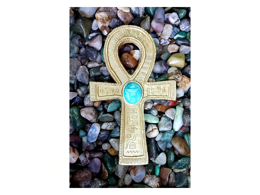 EGYPTIAN ANKH WITH SCARAB WALL HANGING