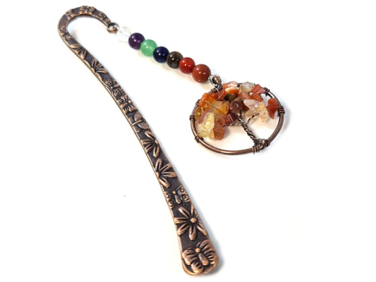 CARNELIAN TREE OF LIFE BOOKMARK - 7 CHAKRAS
