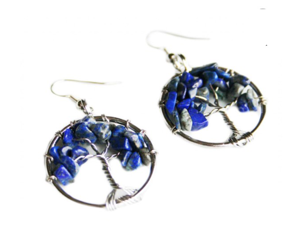 LAPIS LAZULI TREE OF LIFE EARRINGS - WISDOM