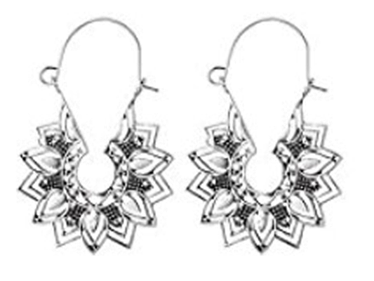 SILVER PLATED LOTUS VINTAGE EARRINGS
