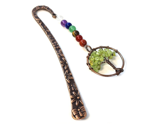 PERIDOT TREE OF LIFE BOOKMARK - 7 CHAKRAS