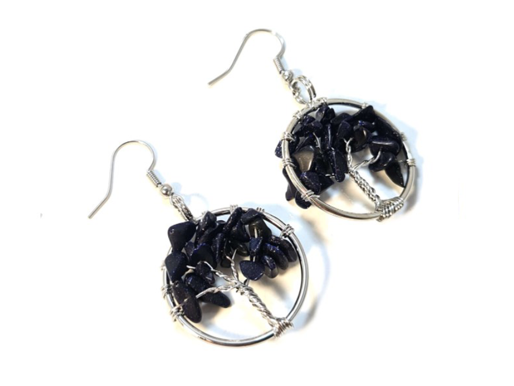 BLUE SANDSTONE TREE OF LIFE EARRINGS - SUCCESS