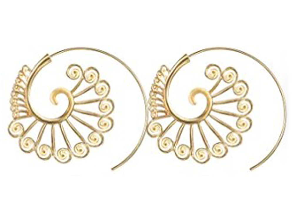 GOLD PLATED TRIBAL SPIRAL EARRINGS